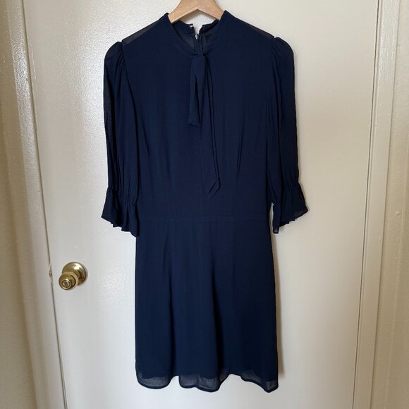 Reformation Cassie Navy Blue Neck Tie Mini Dress US 4 - Picture 2 of 7